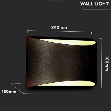 dimensiuni Lampa perete LED 10W IP54 4000K alb neutru V-Tac VT-815 negru