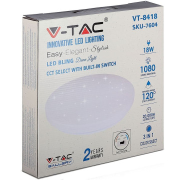 ambalaj Plafoniera LED 18W 30cm 3 in 1 cu Stelute V-Tac VT-8418