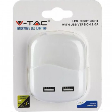 ambalaj Lampa veghe patrata cu Senzor 3000K cu 2 USB V-Tac VT-84