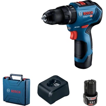 Mașină de găurit cu percuție Bosch GSB 12V-30 | 2x Acumulatori GBA 12V, 2.0Ah | încărcător rapid GAL 12V-40 | Valiză profesională