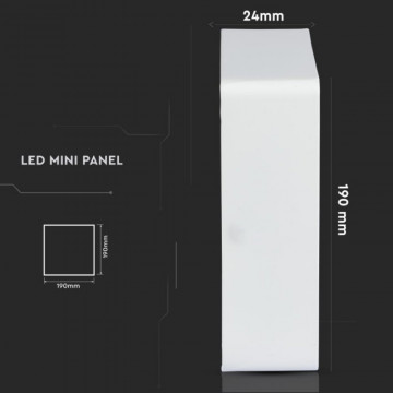 dimensiuni Panou LED patrat aplicabil 18 W 6000 K V-Tac VT-1805SQ