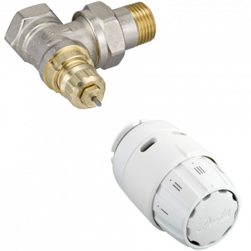 Set Termostatic Danfoss RAS-C2 și Ventil Colț RA-FN 1/2" DN15 – Clasa A TELL, Senzor Lichid