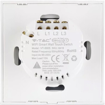 racorduri electrice Intreruptor electric Smart triplu V-Tac din sticla cu touch