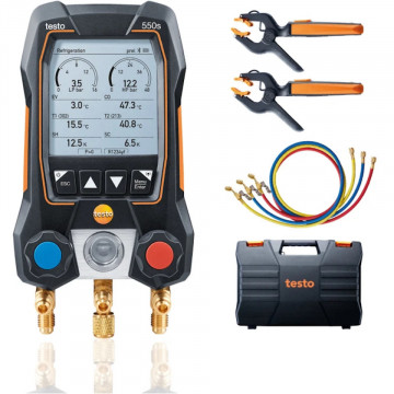 Testo 550s Set Manifold digital inteligent cu sonde de temperatură wireless și set de 3 furtunuri de umplere