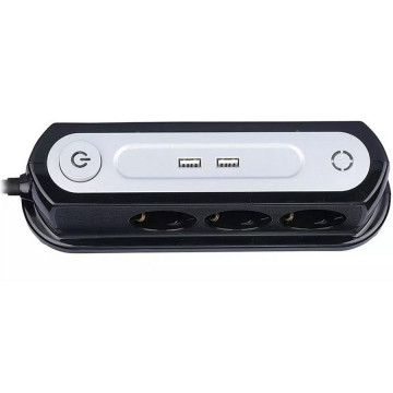 Prelungitor V-Tac SKU-8817 3 prize 2 USB 1,4 m negru
