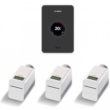 🏡 Set Complet Bosch EasyControl CT200 negru + Capete | Termostat Inteligent Zonal | Termix.ro