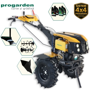 Pachet ProGARDEN Campo 1273 Alpine V2 | Motocultor 12CP | Plug simplu | Plug bilonat/rarita | 4 L Ulei