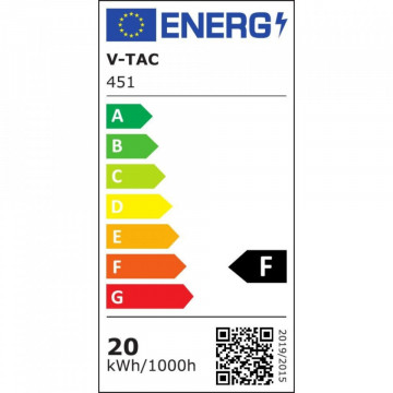 eticheta energetica Reflector LED SMD 20 W 6400 K IP65 cu senzor miscare V-Tac VT-20-S negru