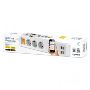 ambalaj Prelungitor smart Platinet 16 A 3 Prize 4 USB 1,8 m Tuya
