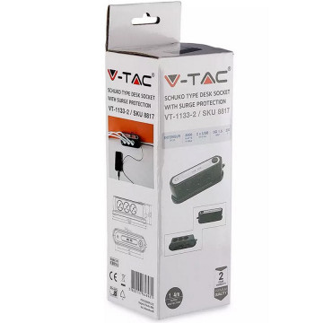 ambalaj Prelungitor V-Tac SKU-8817 3 prize 2 USB 1.4 m negru