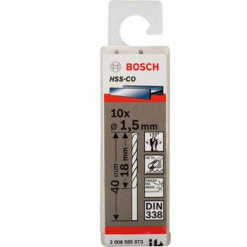 10-Pack Drill Bits HSS-CO 1.5x18x40mm