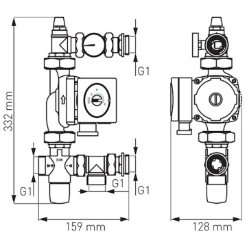 dimensiuni Grup de amestec Ferro GM1F-WP fara pompa