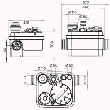 dimensiuni Pompa SFA Sanicubic 1 WP NM