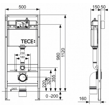 dimensiuni Cadru rezervor suspendat Tece cu clapeta alba 9400000