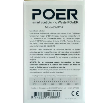 date tehnice Cap termostatic Poer Smart WKT-7