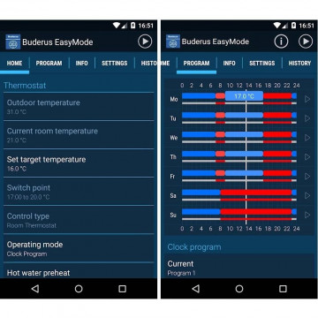 aplicatie telefon termostat Buderus TC100.2