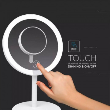 Oglinda iluminata LED 5 W make-up 6400K cu Acumulator VT-7565 touch