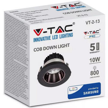ambalaj Spot COB 10W 6400K alb rece V-Tac VT-2-13 negru