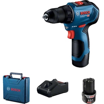 Mașină de găurit și înșurubat cu acumulator Bosch GSR 12V-30 | 2x Acumulatori GBA 12V, 2.0Ah | Încărcător GAL 12V-40 | Valiză profesională