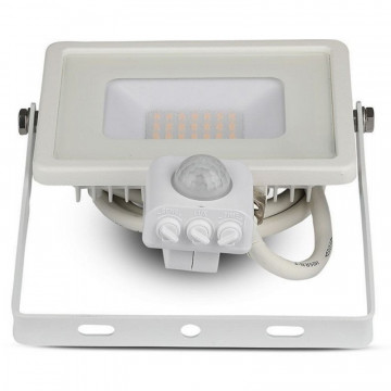 detalii Reflector LED SMD 20W 6400K IP65 cu senzor miscare V-Tac VT-20-S alb