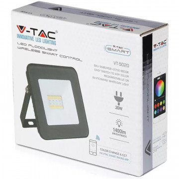 ambalaj Reflector LED Smart RGB+ 20 W V-Tac VT-5020 alb