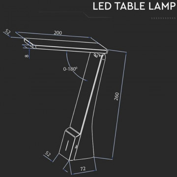 dimensiuni Lampa birou 4 W 3 in 1 3000K-4500K-6000K V-Tac VT-1014 alb auriu