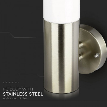 Lampa de perete soclu E27 IP44 33.5 cm V-Tac VT-833 inox