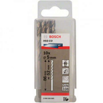 10-Pack Drill Bits HSS-CO 5.0x52x86mm