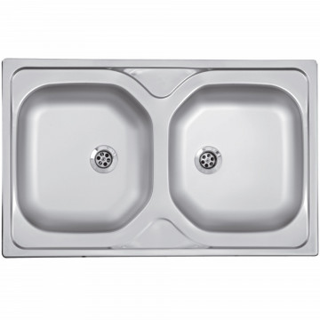 Chiuvetă Bucătărie Ferro Inox 2 Cuve 80x50 cm Satinat | Termix