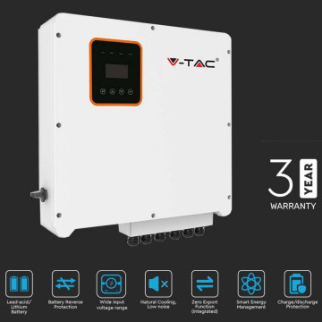 caracteristici Invertor solar trifazat Hibrid OnGrid-OffGrid V-Tac VT-6608303 8 kW