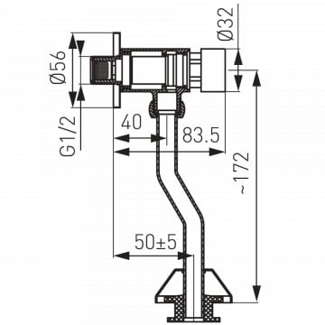 dimensiuni Robinet pisoar cu temporizare Ferro Prestige Z211