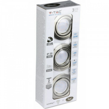 Set 3 Spoturi LED GU10 5W 6400K alb rece V-Tac VT-4444 crom