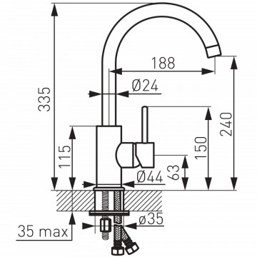 dimensiuni Baterie bucatarie Ferro Lugio BLG4