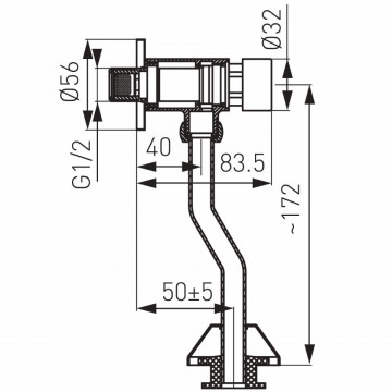 dimensiuni Robinet pisoar cu temporizare Ferro Prestige Z211
