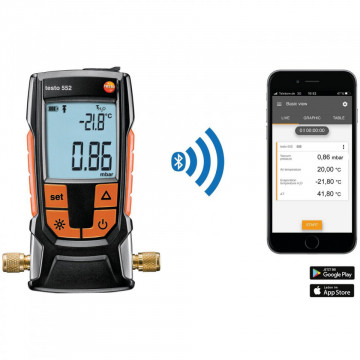 Vacuumetru digital cu Bluetooth testo 552 comandat de pe smartphone