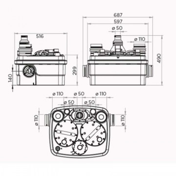 dimensiuni Pompa SFA Sanicubic 2 Pro