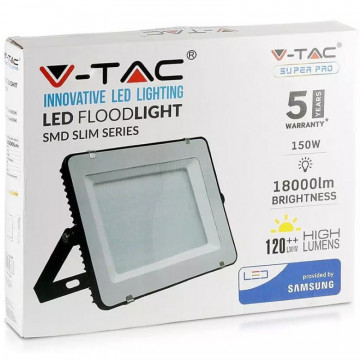 Reflector LED SMD 150 W 120 lm/W 6400 K cip Samsung V-Tac VT-156 negru ambalaj