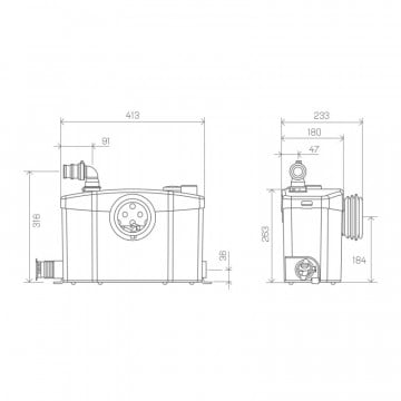 dimensiuni Pompa SFA Sanipro XR Silence
