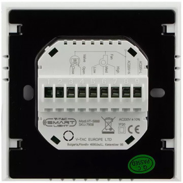 Termostat smart ventiloconvector V-Tac VT-5888 racorduri