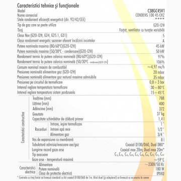 date tehnice Centrala termica Motan Condens 100 45 CH2 pentru incalzire.
