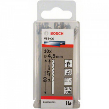 10-Pack Drill Bits HSS-CO 4.5x47x80mm