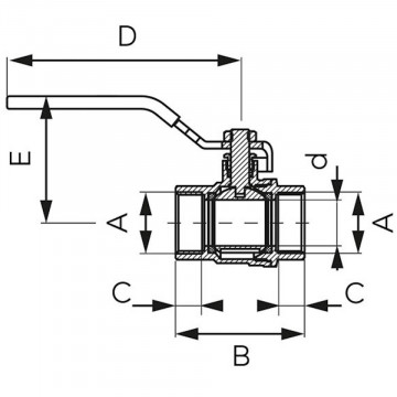 dimensiuni Robinet sferic Ferro F-Power cu maneta rosie