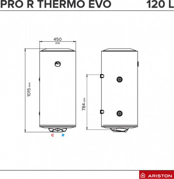 dimensiuni Boiler termoelectric Ariston Pro R Thermo EVO 120 VTS