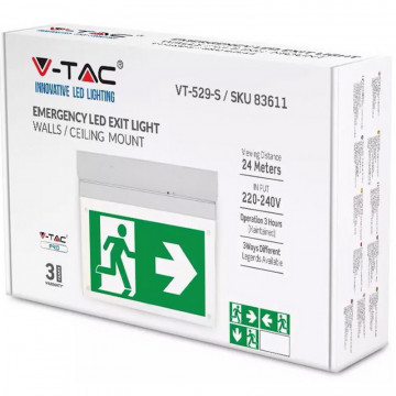 ambalaj Lampa LED iesire de Urgenta 2 W 6000 K V-Tac VT-519-S alb rece