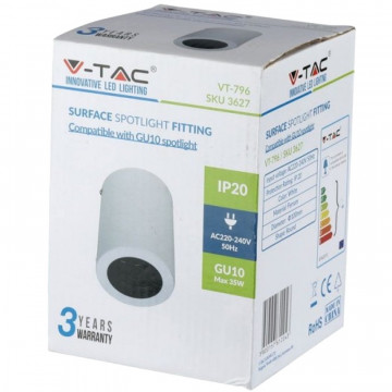 ambalaj Corp iluminat de perete soclu GU10 rotund V-Tac VT-796 alb