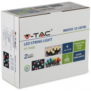 ambalaj Sir iluminat festiv IP44 10m 0.5W x20 V-Tac VT-71020 RGBY