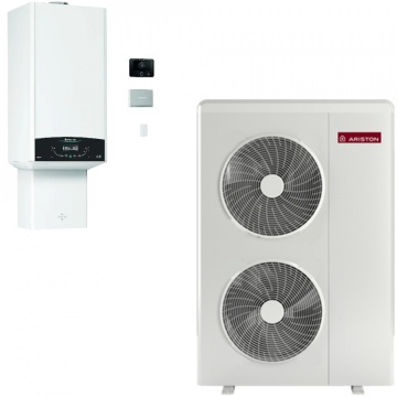 Pachet Pompă de Căldură Hibridă Ariston Nimbus M-T Hybrid 150 NET R32, 15 kW, Trifazată + Centrală Genus One+ 24 kW. Eficiență A+++.