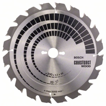 Pânză Bosch Construct Wood 300x30mm, 20T - Rezistentă la Cuie