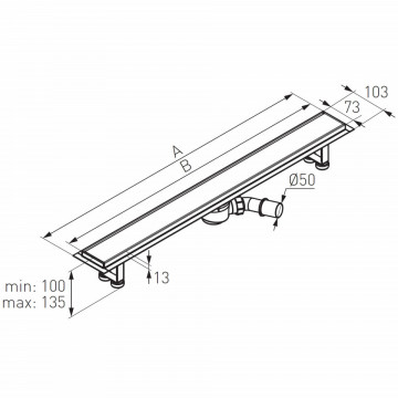 dimensiuni Rigola de dus liniara pentru placi ceramice Ferro OLP1-70