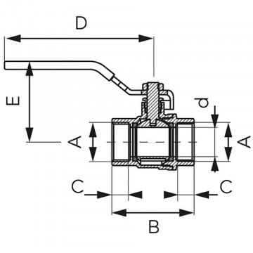 dimensiuni Robinet sferic Ferro F-Power cu maneta rosie